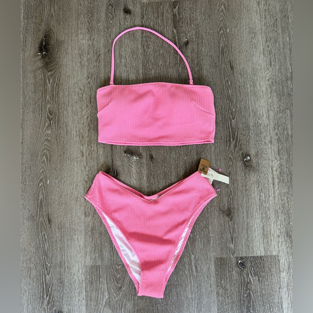 Victoria’s Secret pink bandeau mid-rise bottom bikini size medium